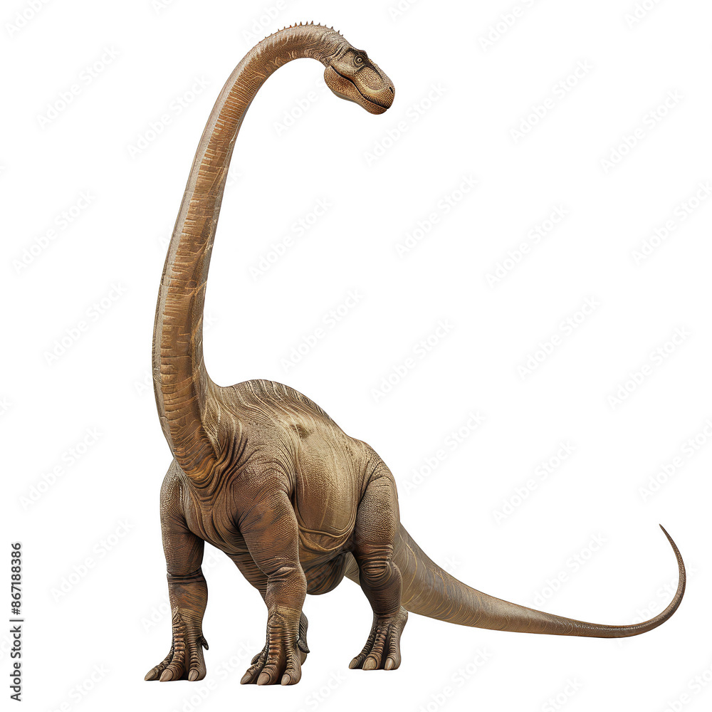 Fototapeta premium 3d Diplodocus grazing isolated on the white background.