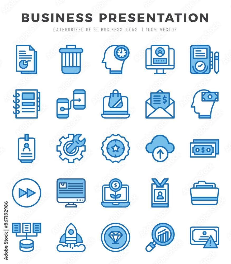 Business Presentation elements. Two Color web icon set. Simple vector illustration. Business Presentation elements. Two Color web icon set. Simple vector illustration.