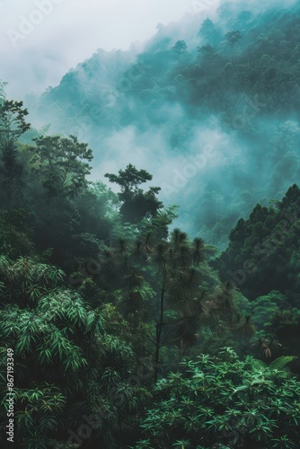 Misty Rainforest Landscape