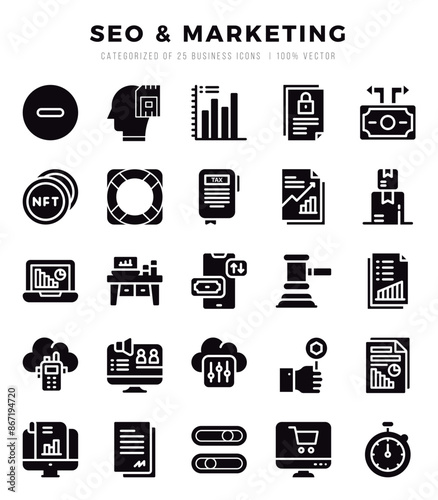 SEO & Marketing icons set. Vector illustration.
