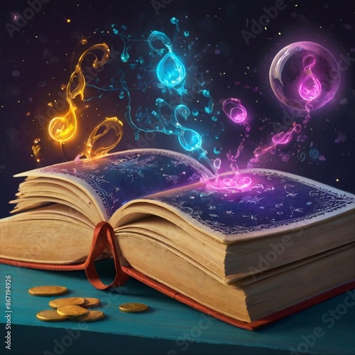 magic book with magic lights