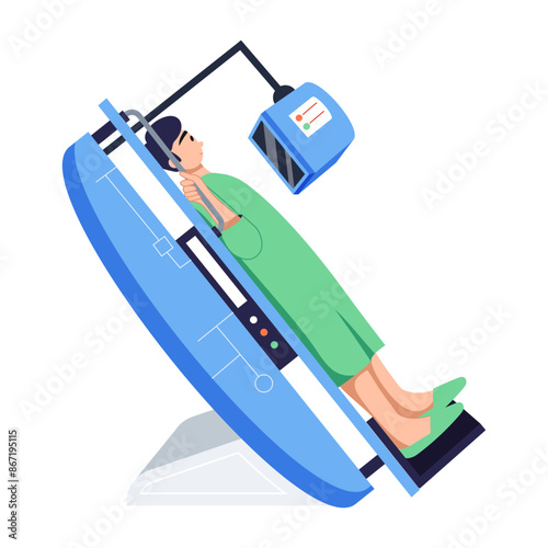 A flat character illustration of ct scan 