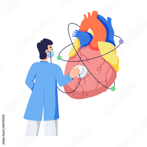 A flat character based illustration of cardiologist 