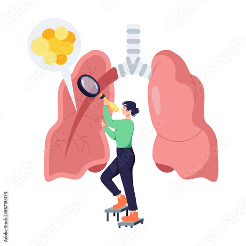 Character based flat illustration of pulmonologist 