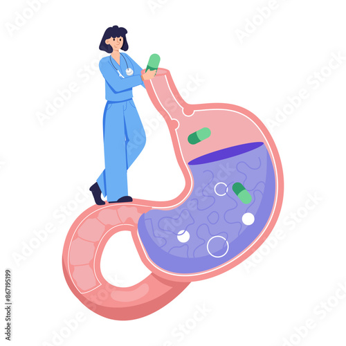 A flat character illustration of gastroenterology 