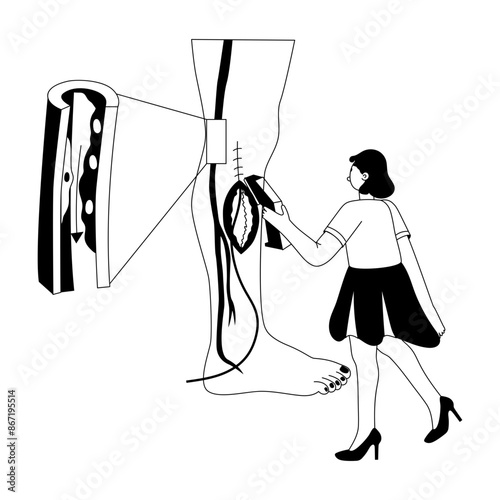 A glyph illustration of leg surgery 