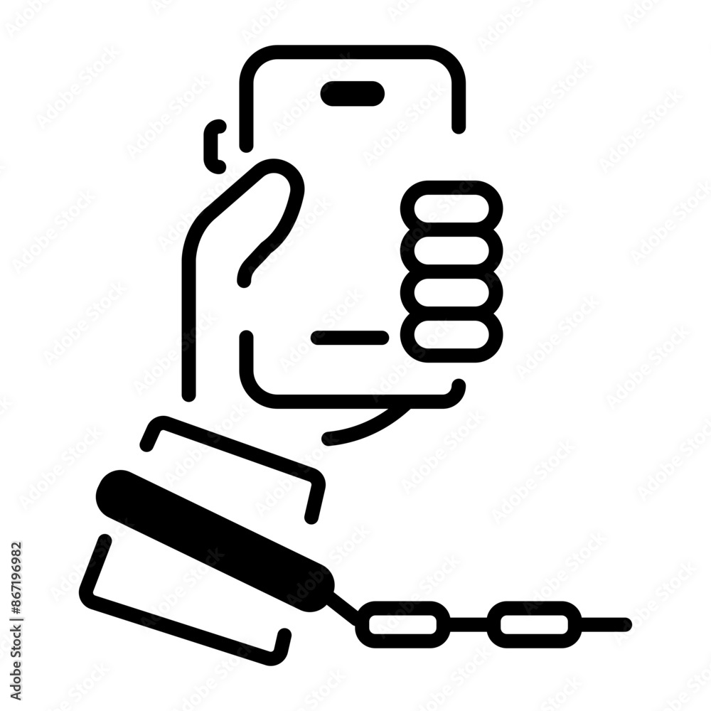 An outline icon of mobile addiction An outline icon of mobile addiction