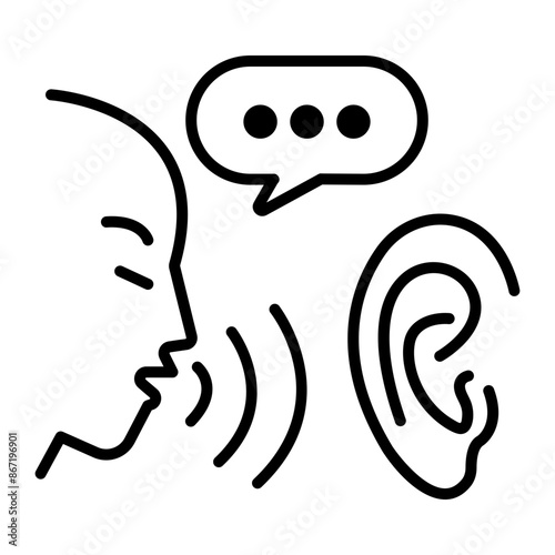 Outline icon of secret talk in ear 