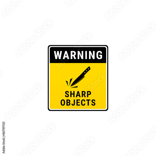 Sharp objects sign or Warning sharp objects symbol vector isolated. Best Sharp objects for Sharp object danger warning sign.