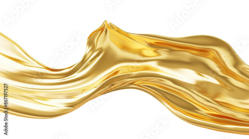 Abstract Flowing Golden Silk Wave in Liquid Metallic Design