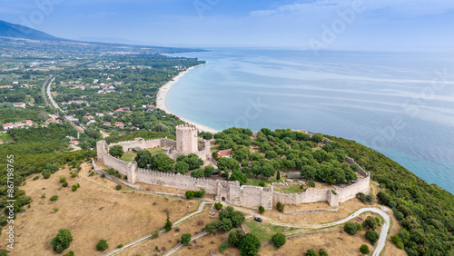 Aerial view of the castle of Platamon, Pieria, Macedonia, Greece photo