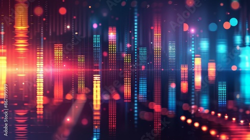 Vibrant vector music equalizer, digital graphic background for brochure, website, flyer, print, poster, engaging and modern design