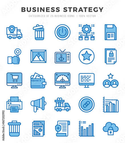 Set of Business Strategy icons. Vector Illustration.