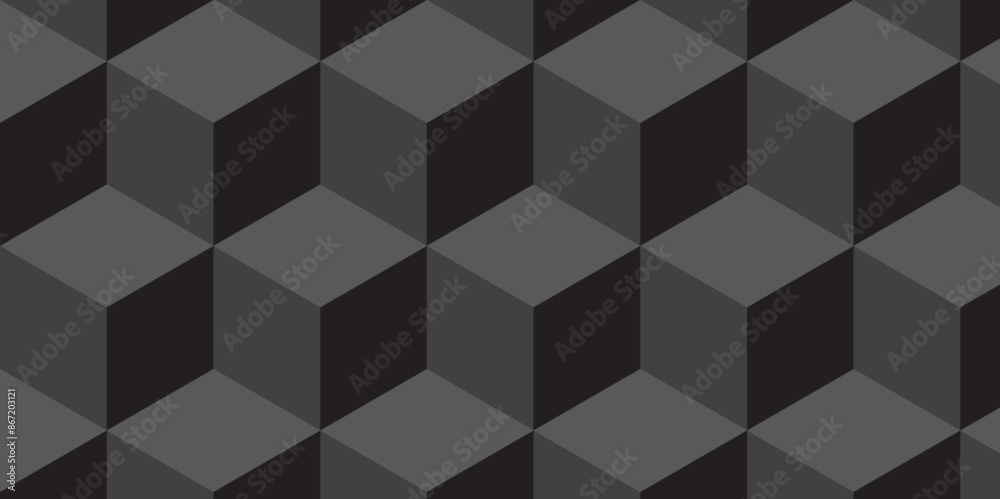 Minimal abstract dark black background from cubes victor art. Geometric tiles and mosaic creative stylish seamless pattern block cube background. minimal hexagon Cubes mosaic shape vector design