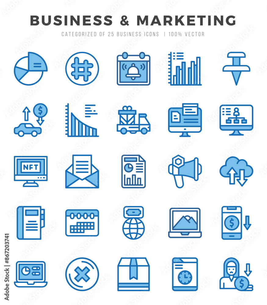 Business & Marketing Icon Bundle 25 Icons for Websites and Apps