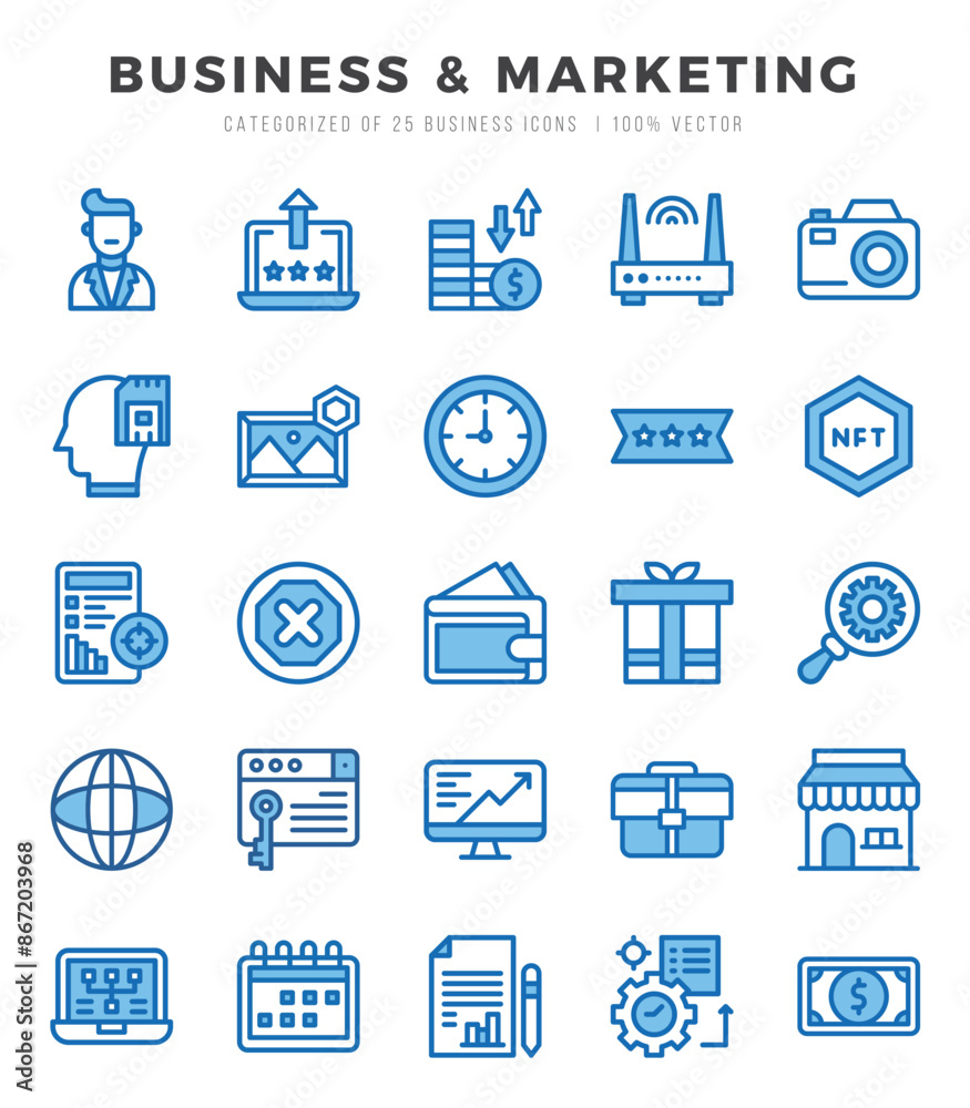 Simple Set of Business & Marketing Related Vector Two Color Icons. Simple Set of Business & Marketing Related Vector Two Color Icons.