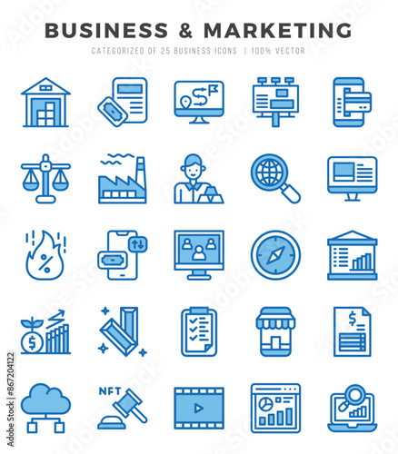 Business & Marketing Two Color icons collection. Two Color icons pack. Vector illustration