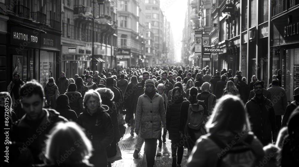 Obraz premium A busy city street crowd