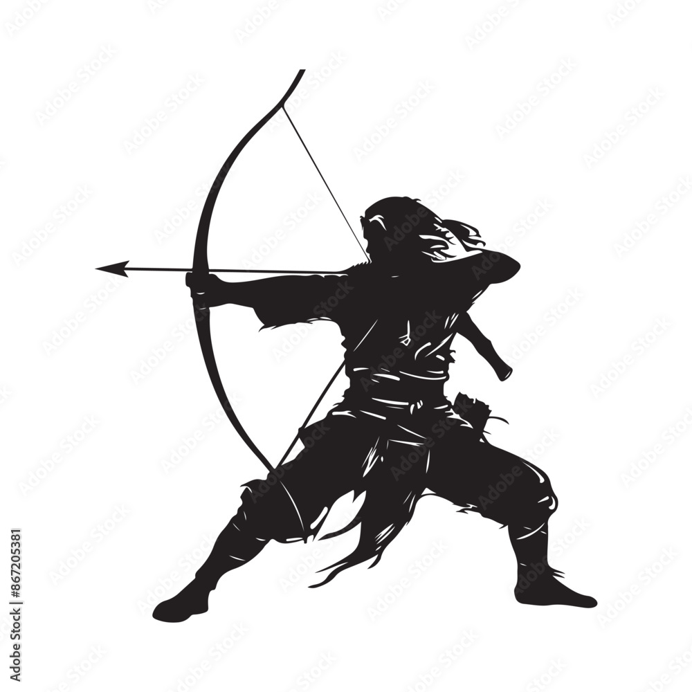 Man Archer Warrior isolated vector silhouette. Stock Vector isolated on white background Man Archer Warrior isolated vector silhouette. Stock Vector isolated on white background