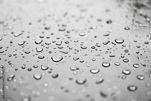 A minimalist interpretation of a rainstorm with droplets on a surface