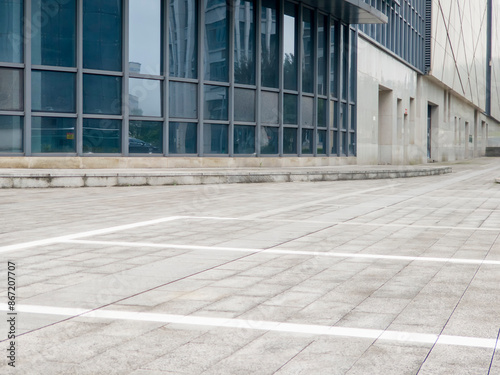 empty copy space in front of modern office buildings in downtown of city center.