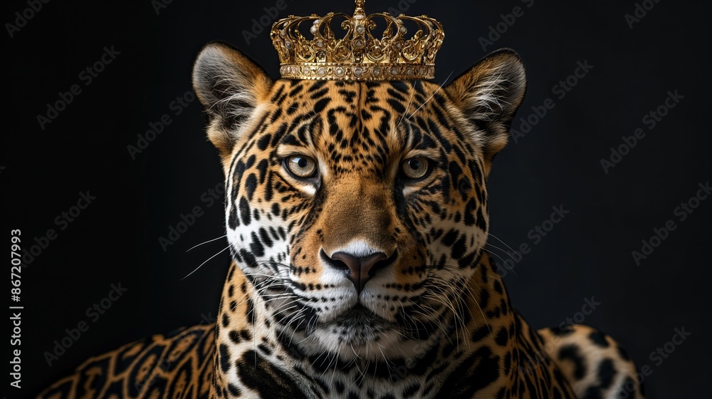 Fototapeta premium majestic jaguar with elegant golden crown