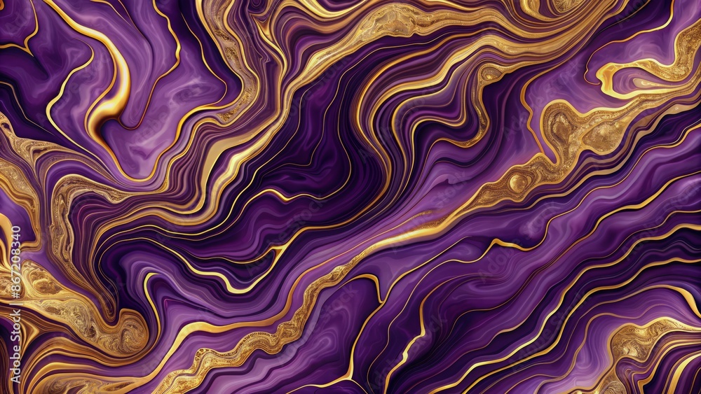 This is an AI-generated image of purple and gold marble. This is an AI-generated image of purple and gold marble.