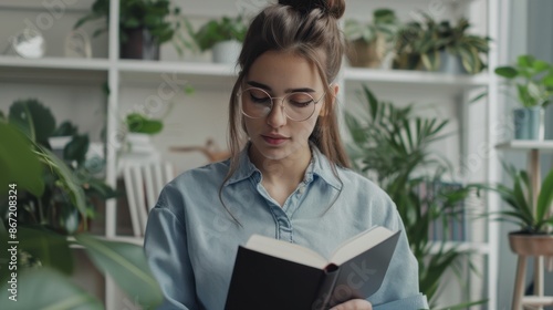 The young woman reading book