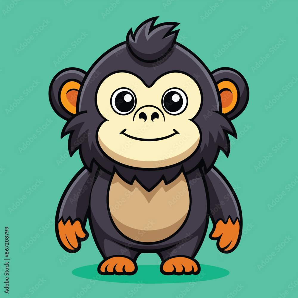Obraz premium Cute Gorilla Cartoon Vector Icon Illustration.