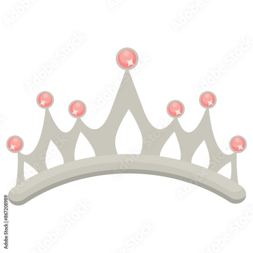 Gold Crown on White Background. Vector Illustration in Glitter Cartoon Design.
