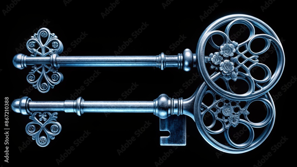 Obraz premium Skeleton key isolated on black background