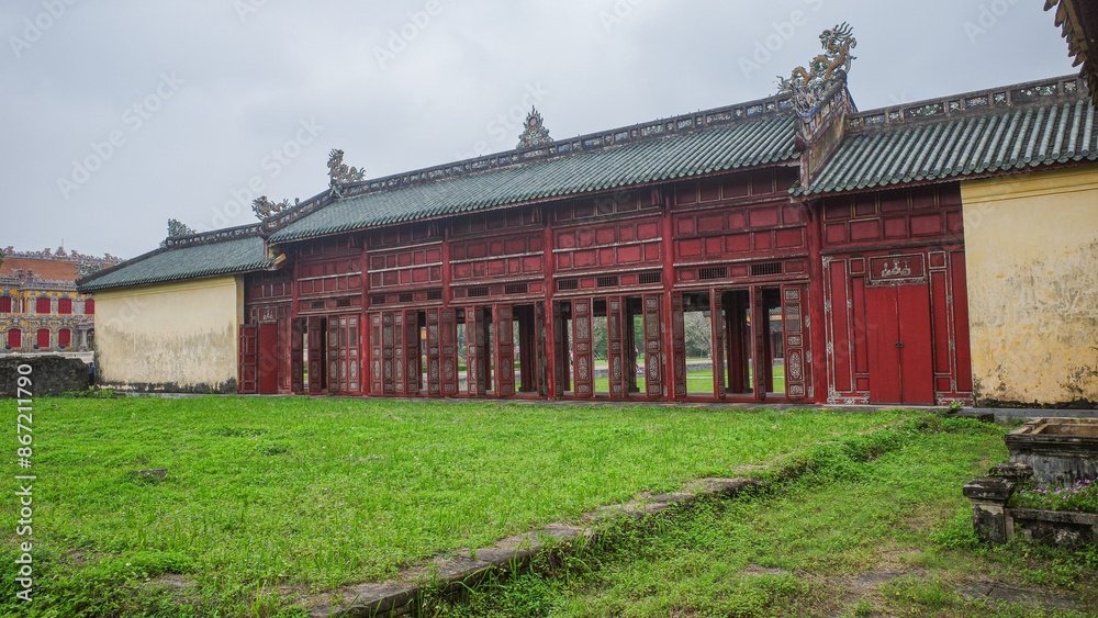Hue, Vietnam - 6 Feb, 2024: Architecture within the walls of the Imperial City, Hue Hue, Vietnam - 6 Feb, 2024: Architecture within the walls of the Imperial City, Hue