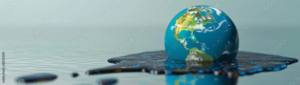 Naklejka premium Global Fuel Crisis: Conceptual Image of Earth as Depleting Fuel Tank Drained by Escalating Costs