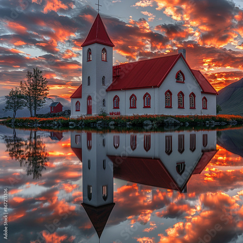 Magnificent summer sunrise in Skogur village, South Iceland, Europe