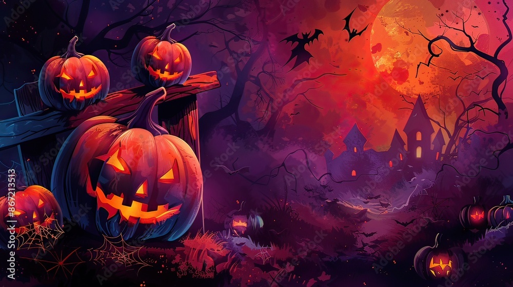 Fototapeta premium halloween background with pumpkins