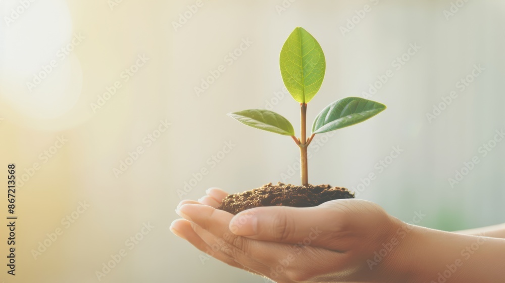 A conceptual image depicting the growth of a business, with a symbolic plant emerging from a nurturing hand against a background of soft light and ample copy space for text or graphics. A conceptual image depicting the growth of a business, with a symbolic plant emerging from a nurturing hand against a background of soft light and ample copy space for text or graphics.