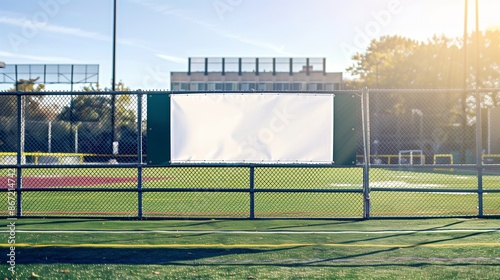Back to School - Empty Banner on School Sports Field Fence, Outdoor Activities, Student Athletics, Physical Education, School Grounds