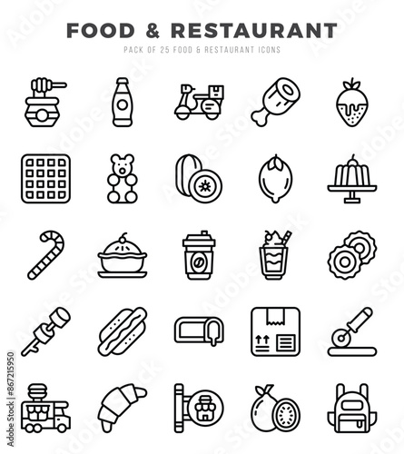 Food and Restaurant Lineal icons. Vector Lineal illustration.