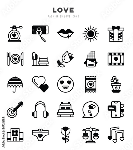 Set of Love icons. Vector Illustration.