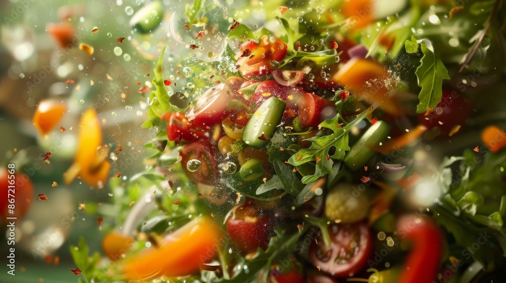 Vibrant Explosion of Fresh Vegetables Salad - Generative AI Vibrant Explosion of Fresh Vegetables Salad - Generative AI