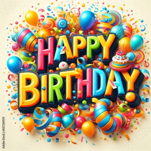 happy birthday colorful celebration design