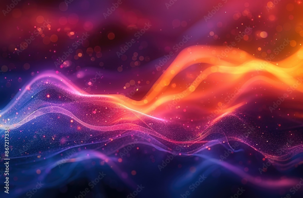 Abstract wavy lines of blue, pink, and yellow light Abstract wavy lines of blue, pink, and yellow light