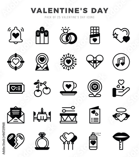 Set of simple Lineal Filled Valentine'S Day Icons. Lineal Filled art icons pack.