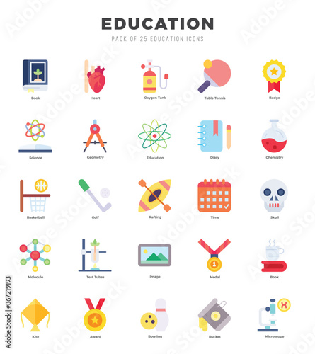 Education Flat icons collection. Flat icons pack. Vector illustration