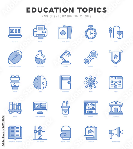icons set. Education Topics for web. app. vector illustration.