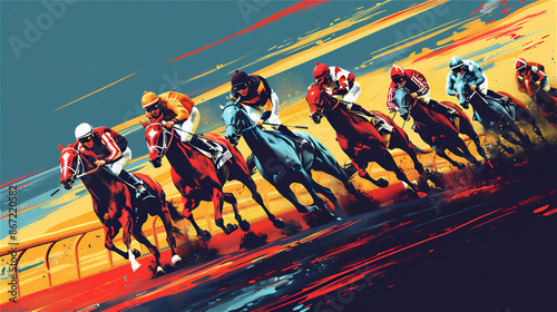 競馬場の馬と騎手