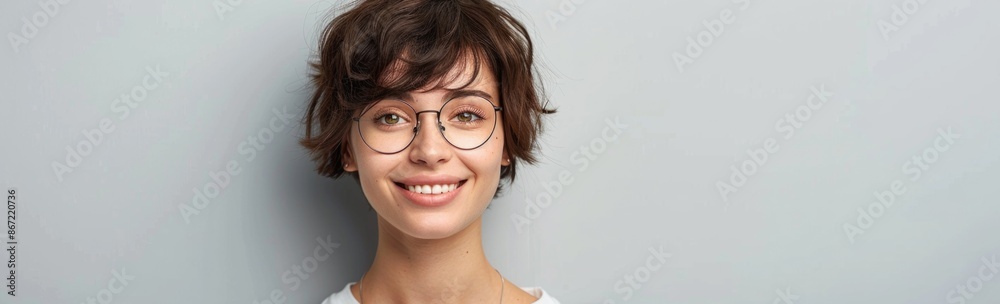 Woman smiling with glasses Woman smiling with glasses