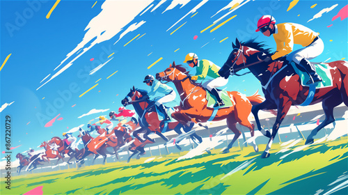 競馬場の馬と騎手