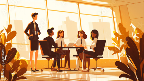 仕事の打ち合わせをする会社員