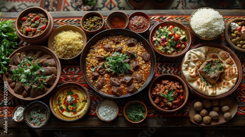 Traditional Middle Eastern Feast with Assorted Dishes - Generative AI © studio clever